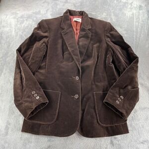 Y2K Vintage Koret Brown Velvet Blazer L Tailored Jacket Classic Brown Pocket